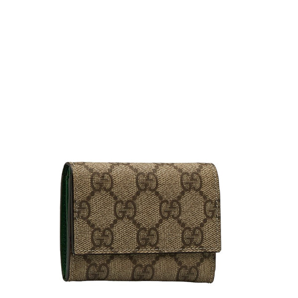 グッチ GGスプリーム コインケース 小銭入れ 120964 ベージュ  グリーン PVC レザー レディース GUCCI 【中古】