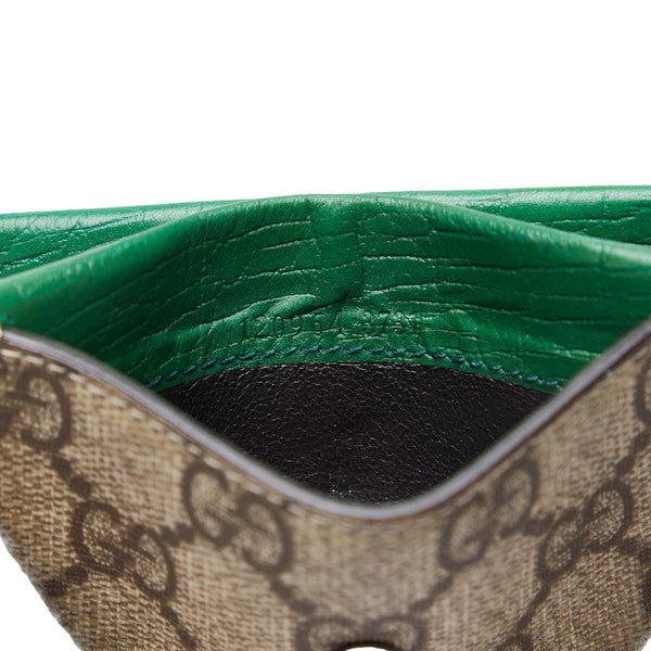 グッチ GGスプリーム コインケース 小銭入れ 120964 ベージュ  グリーン PVC レザー レディース GUCCI 【中古】