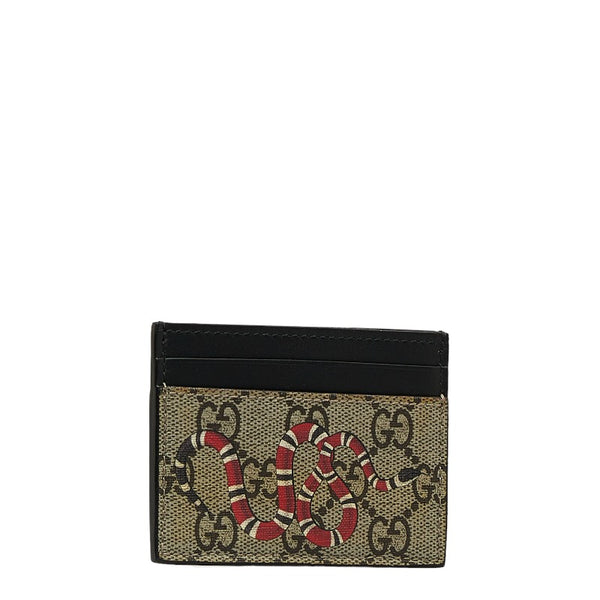 グッチ GGスプリーム キングスネーク ヘビ 蛇 カードケース パスケース 451277 ベージュ マルチカラー PVC レザー レディース GUCCI 【中古】