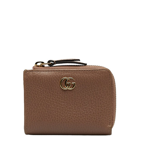 グッチ GGマーモント コインケース ジップアラウンド ウォレット 644406 ベージュ レザー レディース GUCCI 【中古】