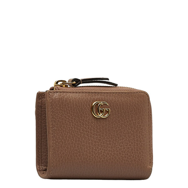 グッチ GGマーモント コインケース ジップアラウンド ウォレット 644406 ベージュ レザー レディース GUCCI 【中古】