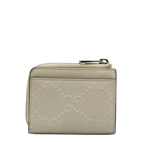 グッチ GGエンボス コインケース ジップアラウンド ウォレット 657571 ホワイト レザー レディース GUCCI 【中古】