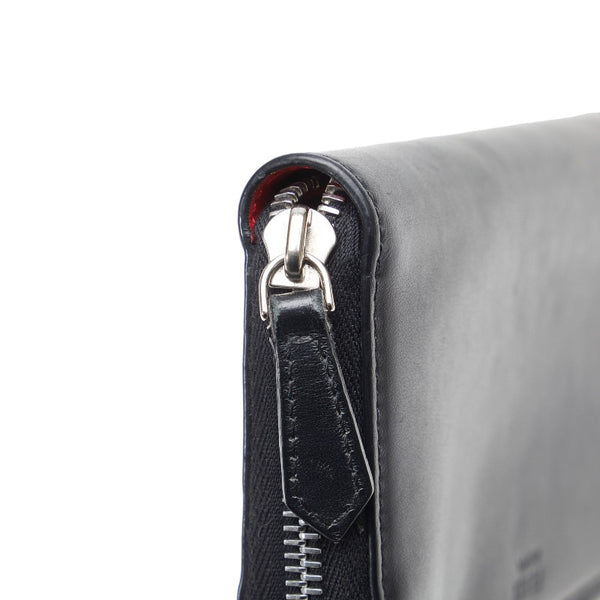 フェンディ モンスター バグズアイ ラウンドファスナー 長財布 7M0210 ブラック レッド レザー レディース FENDI 【中古】