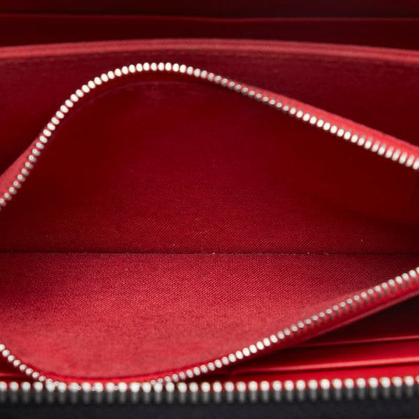 フェンディ モンスター バグズアイ ラウンドファスナー 長財布 7M0210 ブラック レッド レザー レディース FENDI 【中古】