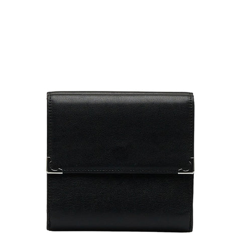 カルティエ マストライン 二つ折り財布 ブラック ボルドー レザー メンズ CARTIER 【中古】