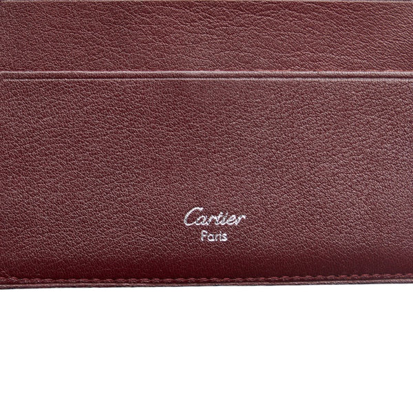 カルティエ マストライン 二つ折り財布 ブラック ボルドー レザー メンズ CARTIER 【中古】