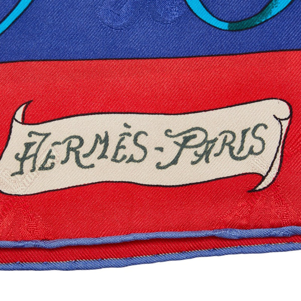 エルメス カレ90 LE CARNAVAL DE VENISE ヴェニスのカーニバル スカーフ ブルー マルチカラー シルク レディース HERMES 【中古】