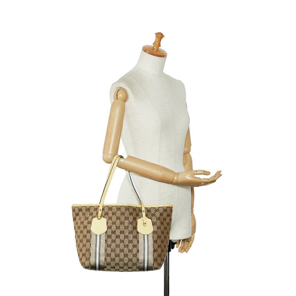 グッチ GGキャンバス ジョリー トートバッグ 211971 ベージュ イエロー キャンバス エナメル レディース GUCCI 【中古】