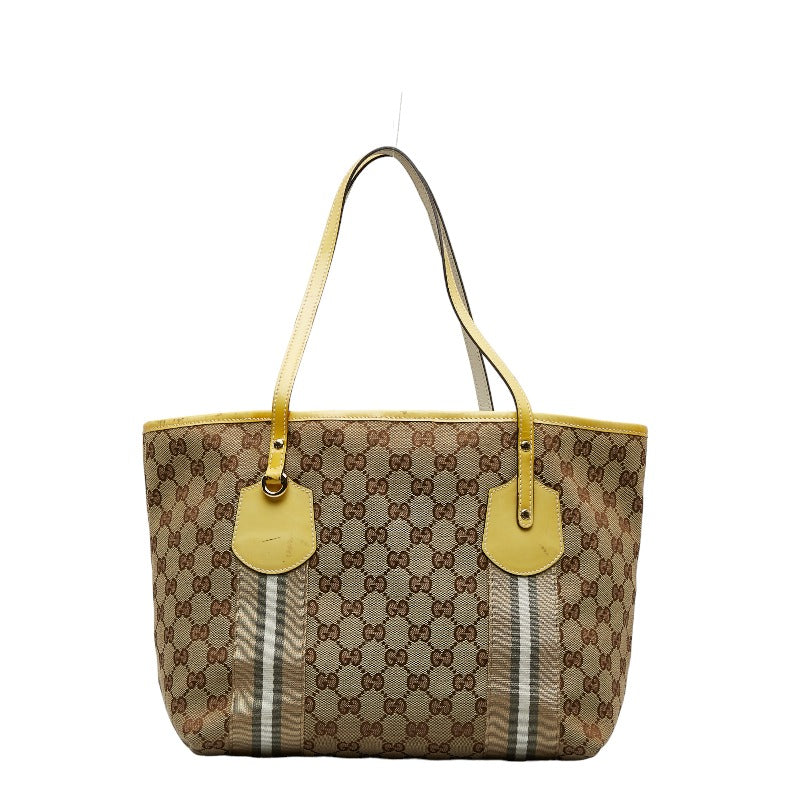グッチ GGキャンバス ジョリー トートバッグ 211971 ベージュ イエロー キャンバス エナメル レディース GUCCI 【中古】