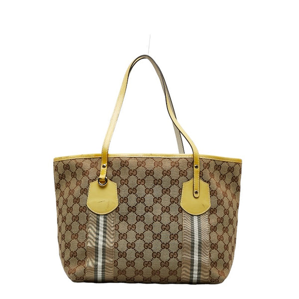 グッチ GGキャンバス ジョリー トートバッグ 211971 ベージュ イエロー キャンバス エナメル レディース GUCCI 【中古】