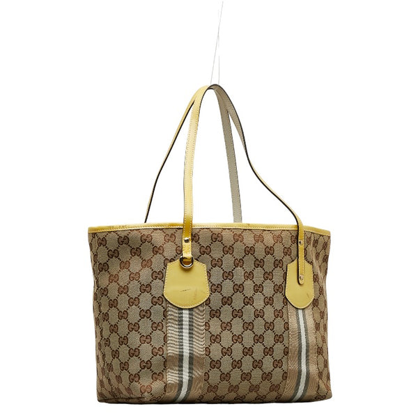 グッチ GGキャンバス ジョリー トートバッグ 211971 ベージュ イエロー キャンバス エナメル レディース GUCCI 【中古】
