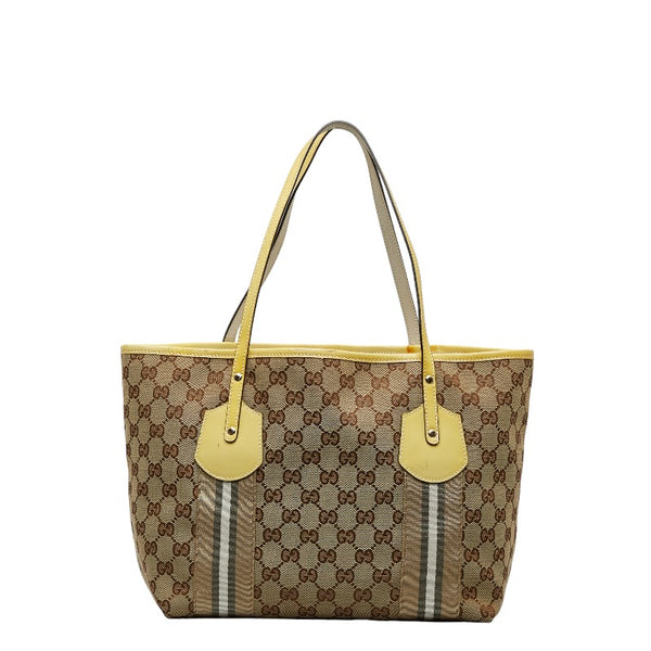 グッチ GGキャンバス ジョリー トートバッグ 211971 ベージュ イエロー キャンバス エナメル レディース GUCCI 【中古】