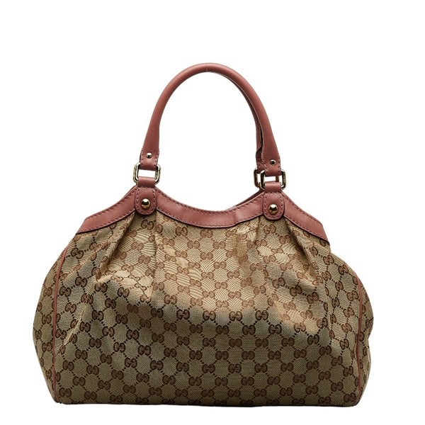 グッチ GGキャンバス スーキー ハンドバッグ 211944 ブラウン ピンク キャンバス レザー レディース GUCCI 【中古】