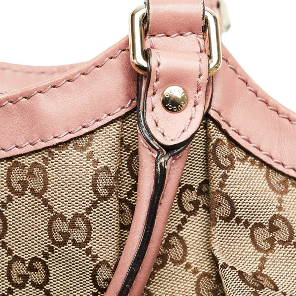 グッチ GGキャンバス スーキー ハンドバッグ 211944 ブラウン ピンク キャンバス レザー レディース GUCCI 【中古】