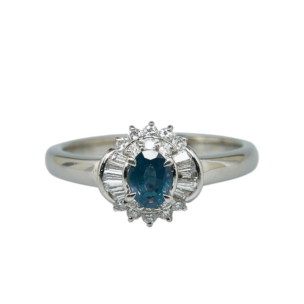 Pt850 プラチナ アレキサンドライト0.55ct ダイヤ0.27ct リング 指輪 レディース 11.5号 【中古】