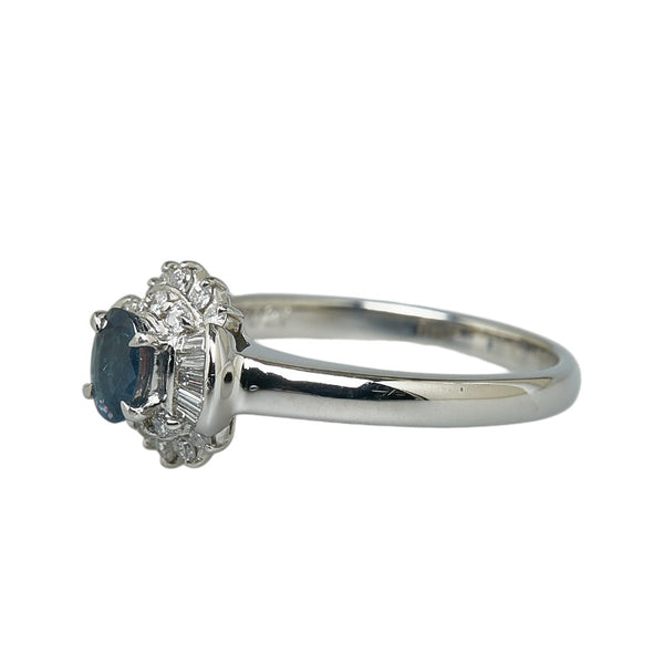 Pt850 プラチナ アレキサンドライト0.55ct ダイヤ0.27ct リング 指輪 レディース 11.5号 【中古】