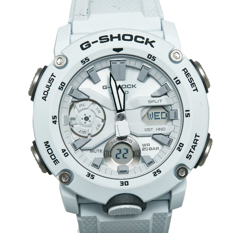 カシオ 腕時計 GA-2000S-7AJF クオーツ ホワイト文字盤 カーボン メンズ CASIO 【中古】