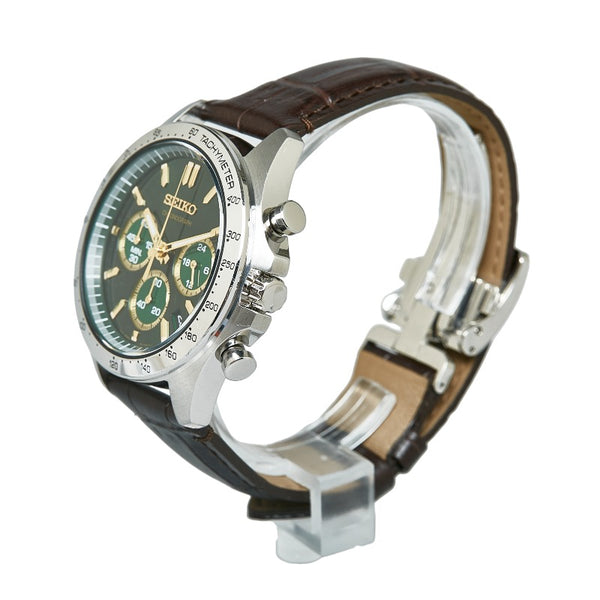 セイコー SPIRIT スピリット クロノグラフ 腕時計 SBTR017 クオーツ グリーン文字盤 ステンレススチール レザー メンズ SEIKO 【中古】