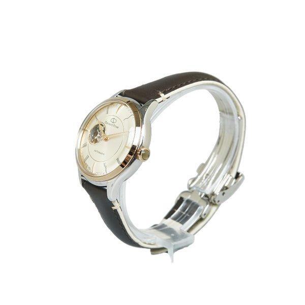 オリエント ORIENT STAR オリエントスター クラシック セミスケルトン 腕時計 自動巻き ゴールド文字盤 ステンレススチール レザー レディース ORIENT 【中古】