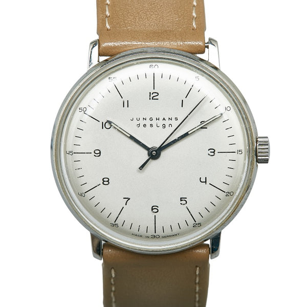 ユンハンス マックス ビル コラボ 腕時計 手巻き ホワイト文字盤 ステンレススチール レディース JUNGHANS 【中古】