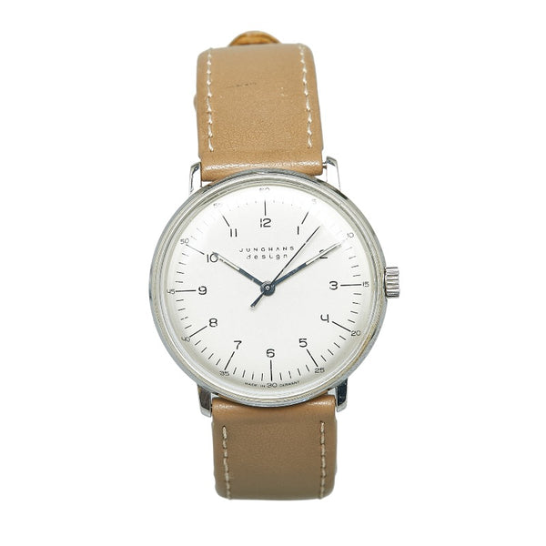 ユンハンス マックス ビル コラボ 腕時計 手巻き ホワイト文字盤 ステンレススチール レディース JUNGHANS 【中古】