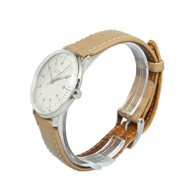 ユンハンス マックス ビル コラボ 腕時計 手巻き ホワイト文字盤 ステンレススチール レディース JUNGHANS 【中古】