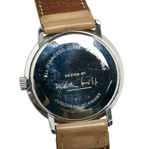 ユンハンス マックス ビル コラボ 腕時計 手巻き ホワイト文字盤 ステンレススチール レディース JUNGHANS 【中古】