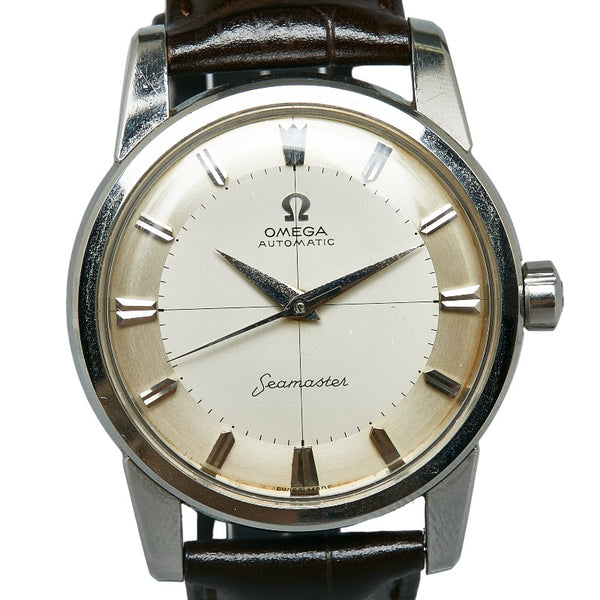 オメガ シーマスター ヴィンテージ cal.501 レザーベルト（社外品） 腕時計 自動巻き ゴールド文字盤 ステンレススチール メンズ OMEGA 【中古】