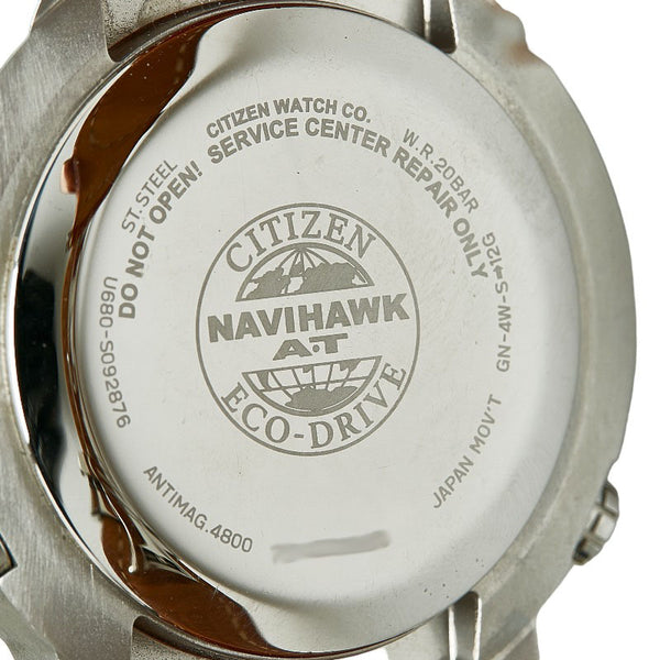 シチズン ナビホーク エコドライブ ベルト（社外品） 腕時計 U680 S092876 エコドライブ グレー文字盤 ステンレススチール レザー メンズ CITIZEN 【中古】