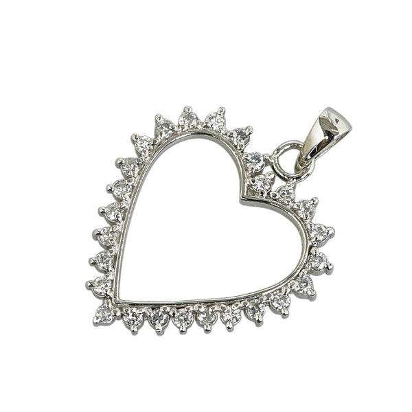 Pt900 プラチナ ダイヤ0.515ct ハートモチーフ ペンダントトップ レディース 【中古】