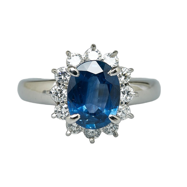 Pt900 プラチナ サファイア2.51ct ダイヤ0.61ct リング 指輪 レディース 13号 【中古】
