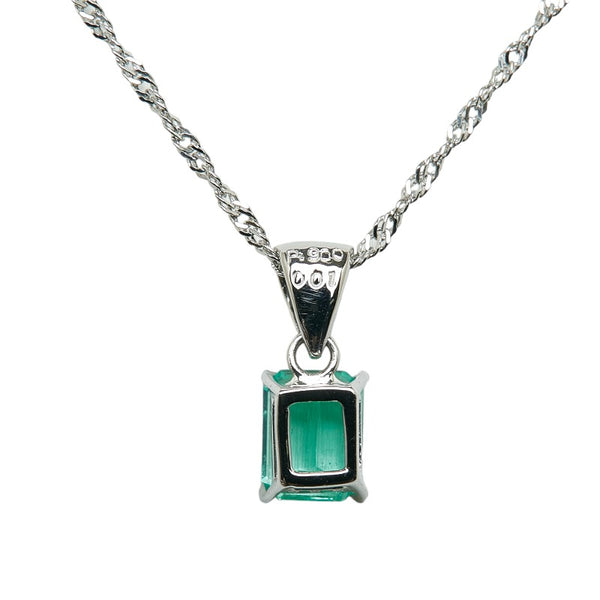 Pt900 プラチナ Pt850 プラチナ エメラルド0.50ct ダイヤ0.01ct ネックレス レディース 【中古】