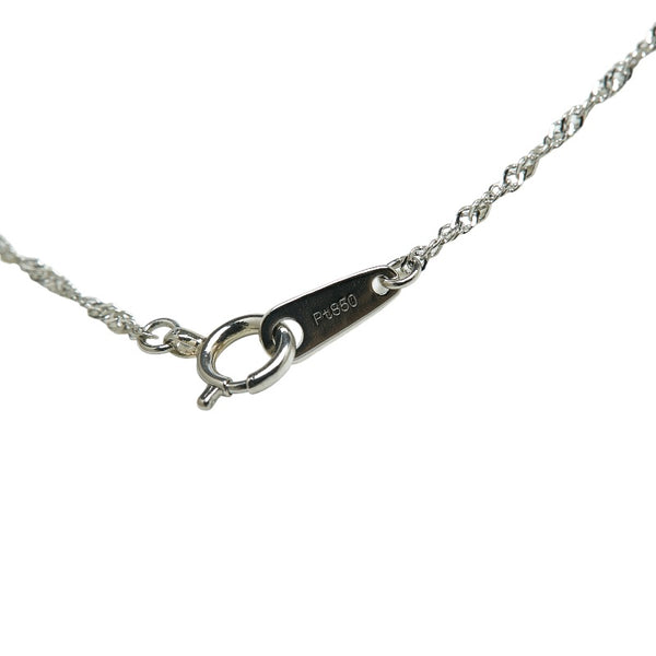 Pt900 プラチナ Pt850 プラチナ エメラルド0.50ct ダイヤ0.01ct ネックレス レディース 【中古】