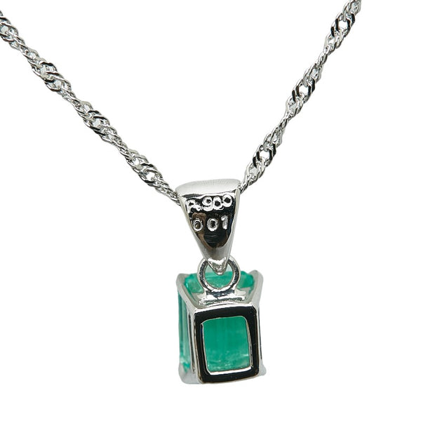 Pt900 プラチナ Pt850 プラチナ エメラルド0.50ct ダイヤ0.01ct ネックレス レディース 【中古】