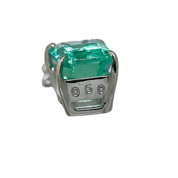Pt900 プラチナ Pt850 プラチナ エメラルド0.50ct ダイヤ0.01ct ネックレス レディース 【中古】