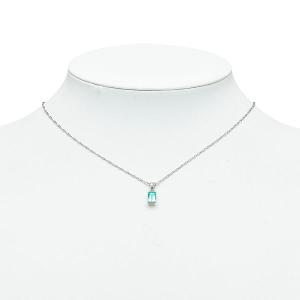 Pt900 プラチナ Pt850 プラチナ エメラルド0.50ct ダイヤ0.01ct ネックレス レディース 【中古】