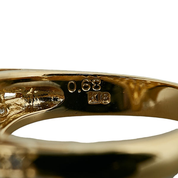 K18YG イエローゴールド ダイヤ0.68ct 羽 フェザーモチーフ リング 指輪 レディース 13号 【中古】