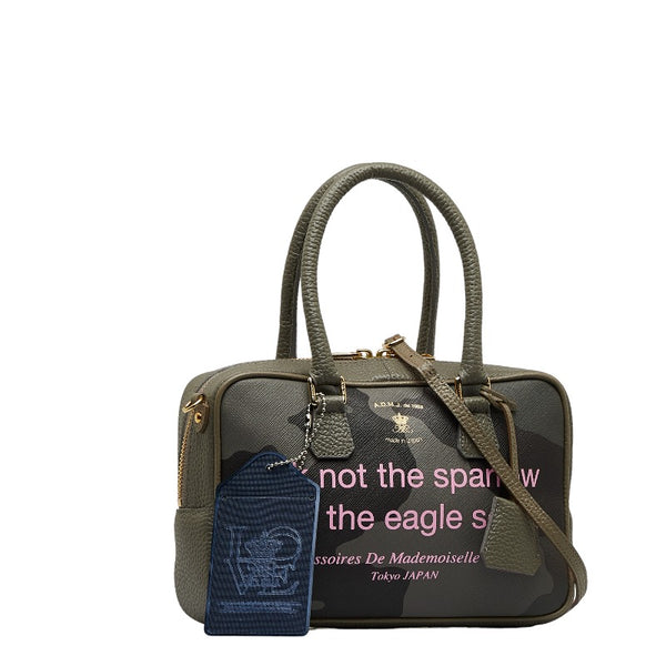 エーディーエムジェイ カモフラージュ ハンドバッグ ショルダーバッグ 2WAY 20SA01006 グレー レザー レディース ADMJアクセソワ 【中古】