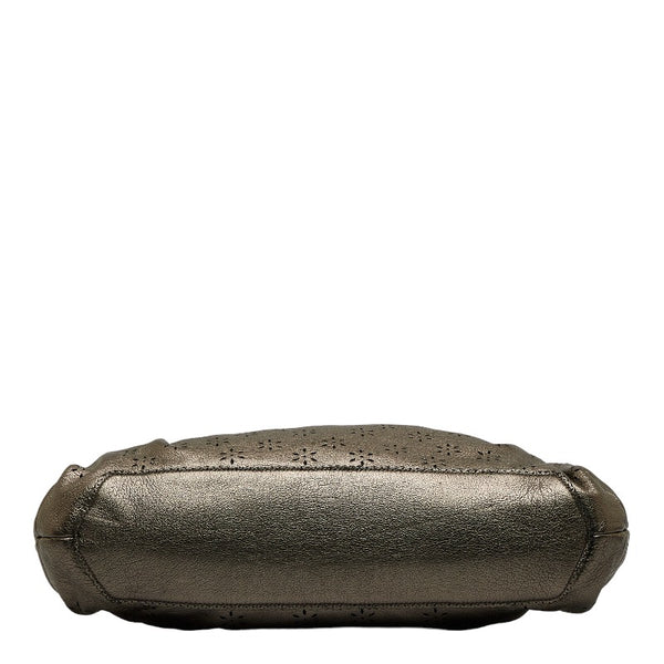 サルヴァトーレフェラガモ ガンチーニ フラワー パンチング ハンドバッグ ショルダーバッグ 2WAY メタリック ブラウン レザー レディース Salvatore Ferragamo 【中古】