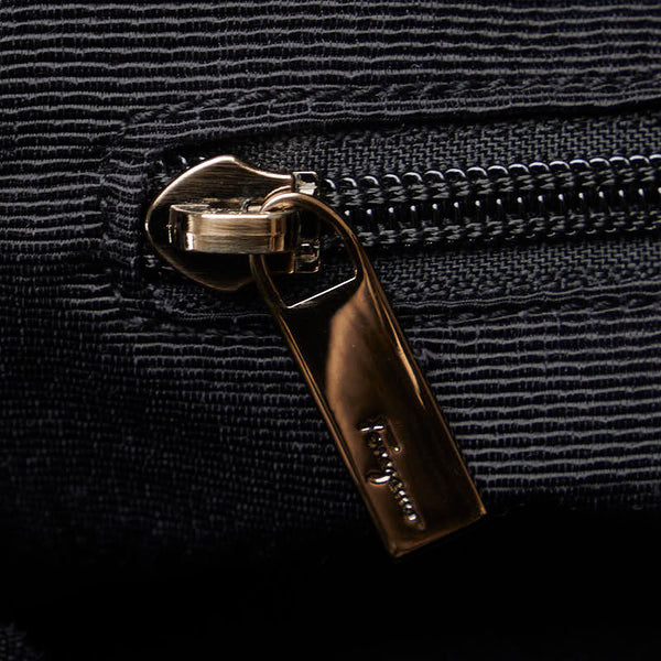 サルヴァトーレフェラガモ ガンチーニ フラワー パンチング ハンドバッグ ショルダーバッグ 2WAY メタリック ブラウン レザー レディース Salvatore Ferragamo 【中古】