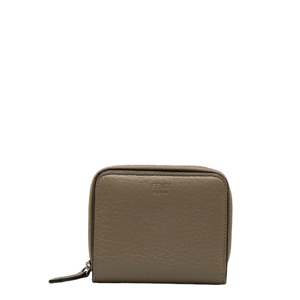 フェンディ 二つ折り財布 コンパクトウォレット 8M0407 グレー レザー レディース FENDI 【中古】