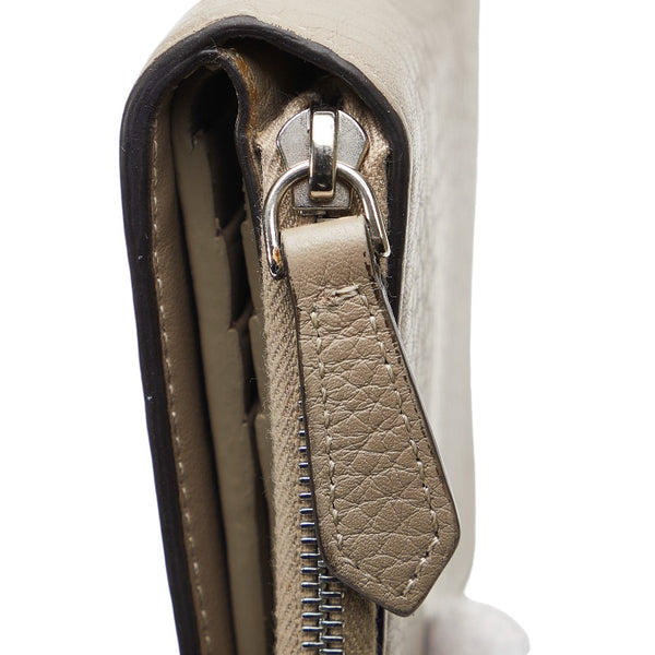 フェンディ 二つ折り財布 コンパクトウォレット 8M0407 グレー レザー レディース FENDI 【中古】
