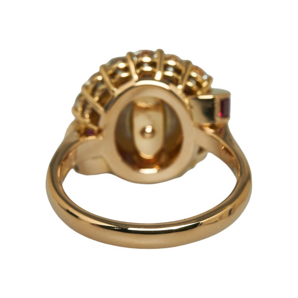 イエローゴールド ダイヤ0.77ct 白蝶真珠12.3mm ルビー0.43ct リング 指輪 レディース 11.5号 【中古】