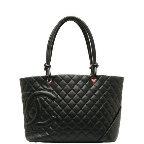 シャネル マトラッセ カンボンライン トートバッグ ハンドバッグ ブラック レザー レディース CHANEL 【中古】