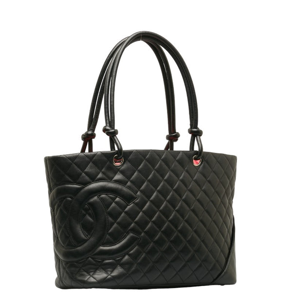 シャネル マトラッセ カンボンライン トートバッグ ハンドバッグ ブラック レザー レディース CHANEL 【中古】