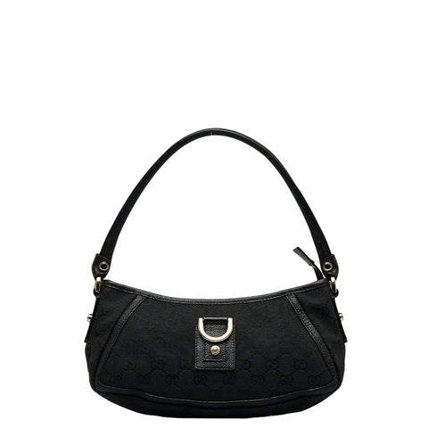 グッチ GGキャンバス アビー ワンショルダーバッグ ハンドバッグ アクセサリーポーチ 130939 ブラック レザー レディース GUCCI 【中古】