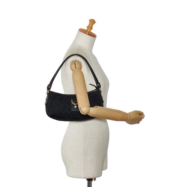 グッチ GGキャンバス アビー ワンショルダーバッグ ハンドバッグ アクセサリーポーチ 130939 ブラック レザー レディース GUCCI 【中古】