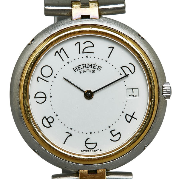 エルメス ボーイズ プロフィール 腕時計 クオーツ ホワイト文字盤 ステンレススチール レディース HERMES 【中古】