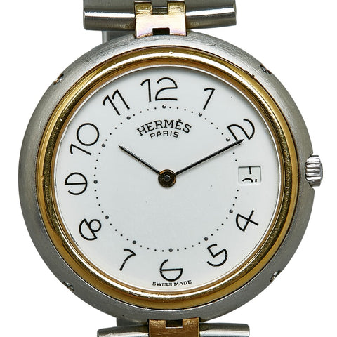 エルメス ボーイズ プロフィール 腕時計 クオーツ ホワイト文字盤 ステンレススチール レディース HERMES 【中古】