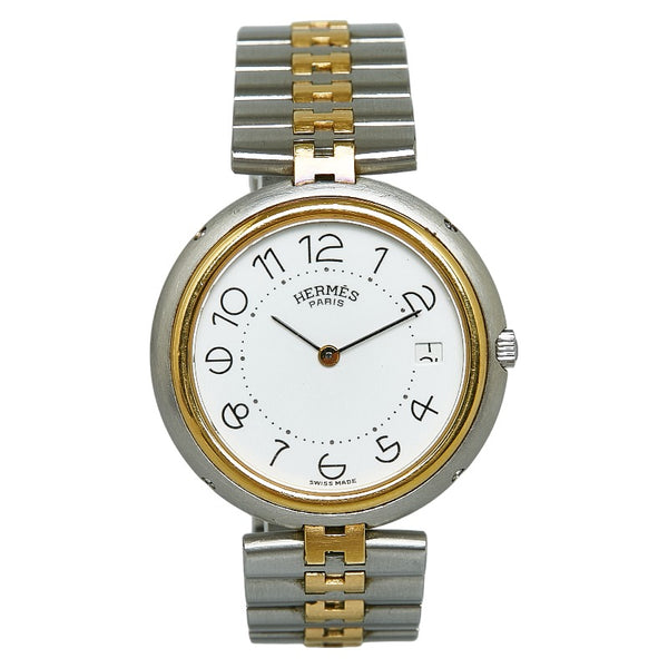 エルメス ボーイズ プロフィール 腕時計 クオーツ ホワイト文字盤 ステンレススチール レディース HERMES 【中古】